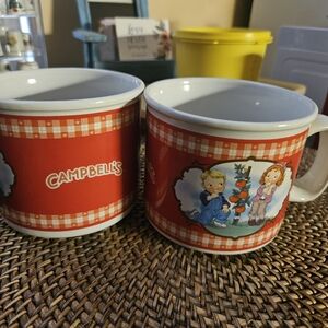 Red and White Ceramic Mugs